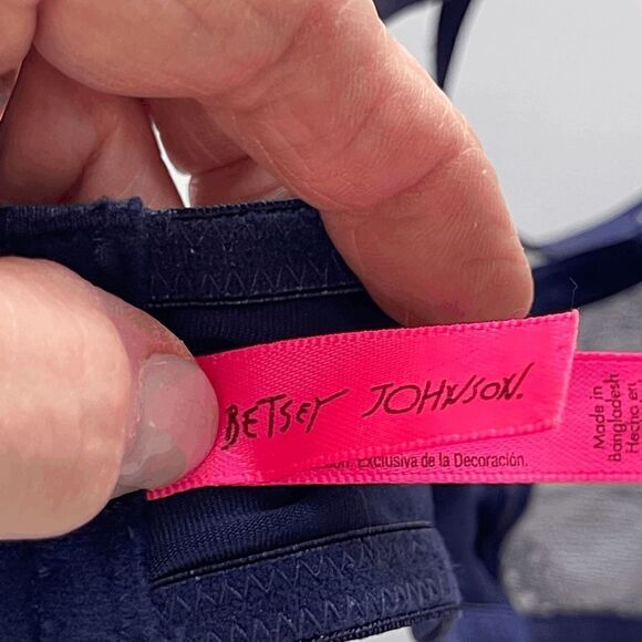 Betsey Johnson Navy Lace Push Up Bra, Size 34B - Picture 4 of 8